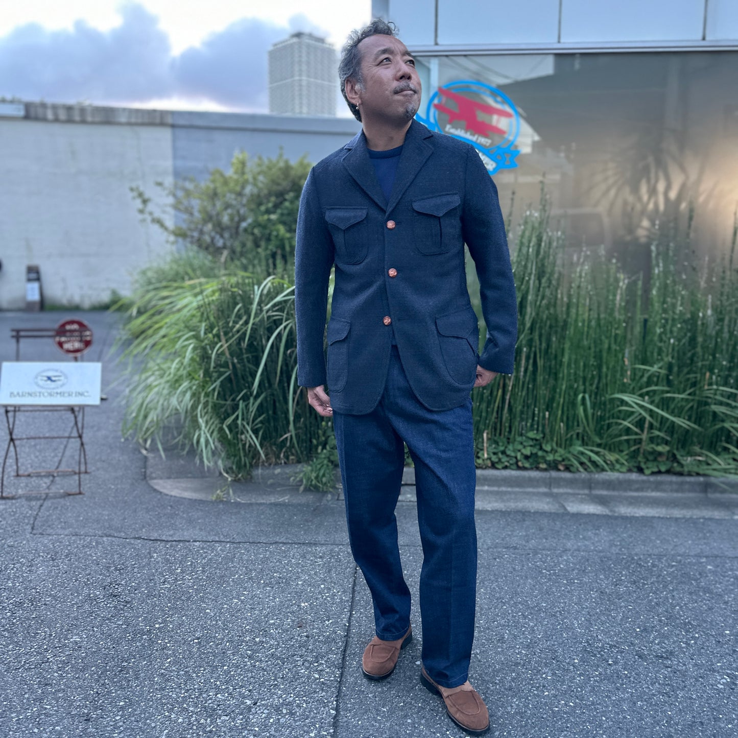 3105J 英国羊毛ツイード サファリブレザー